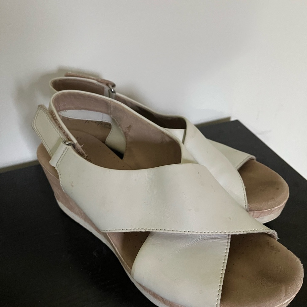 Clarks Cream Wedge Sandals